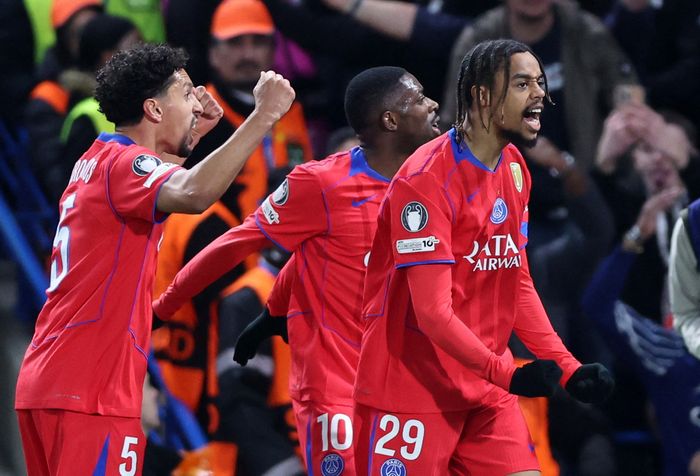 득점 성공 후 포효하는 PSG 선수들. ⓒ REUTERS=연합뉴스