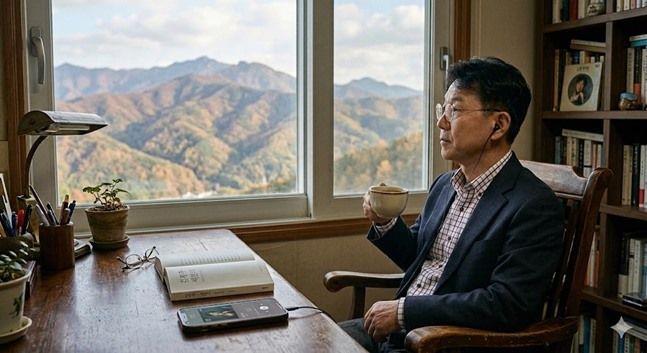 담담하게 토해내는 노랫말을 들으며 고개를 들어 먼 산을 쳐다보는 모습 ⓒ
