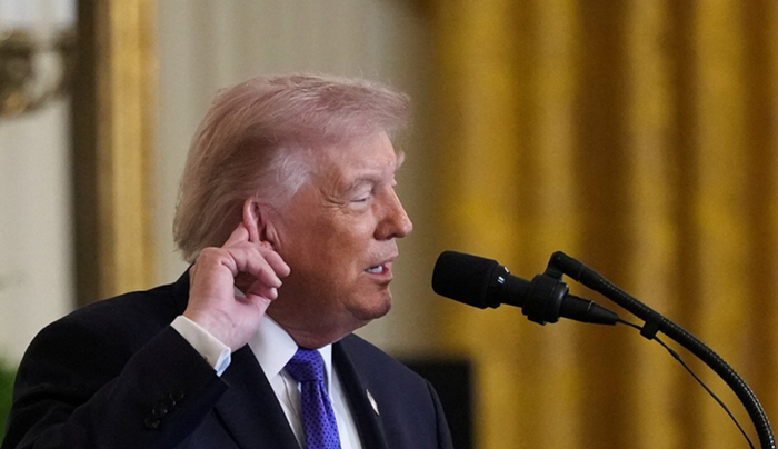 도널드 트럼프 미국 대통령이 2일 워싱턴DC에서 연설하고 있다. ⓒ로이터/연합뉴스