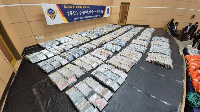 지난해 4월 강릉 옥계항에서 적발된 코카인 블럭 ⓒ연합뉴스