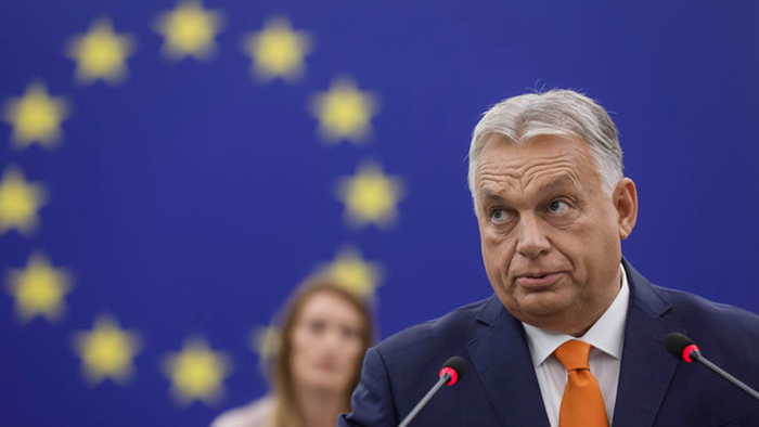 빅토르 오르반 헝가리 총리가 2024년 10월 프랑스에서 연설하고 있다. ⓒAP/뉴시스