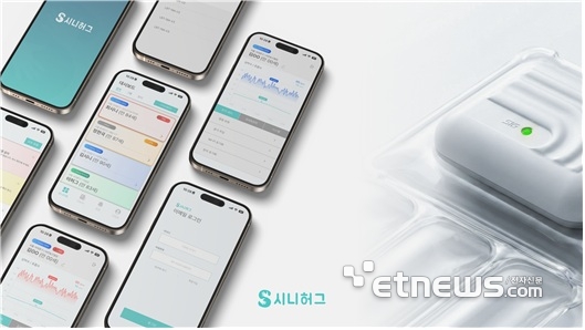 시그코퍼레이션 자체개발 애플리케이션 '시니허그'와 스마트 AIoT 디바이스.