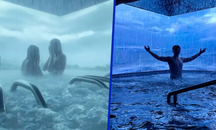 중국에서 폭풍우를 재현한 이색 온천이 인기를 끌고 있다. 사진=SCMP