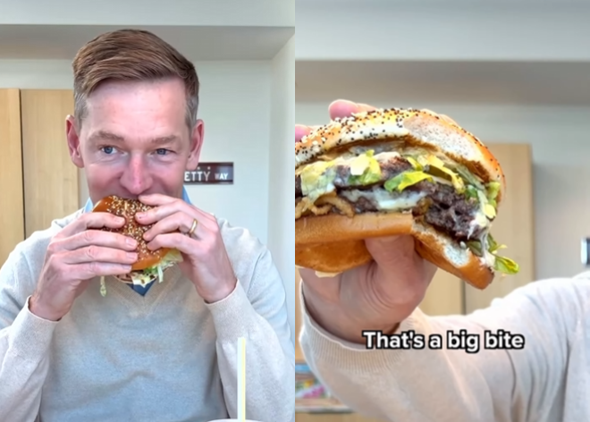 크리스 켐프친스키 맥도날드 최고경영자(CEO)가 게시한 신메뉴 '빅 아치 버거' 소개 영상. 사진=인스타그램(chrisk_mcd) 캡처