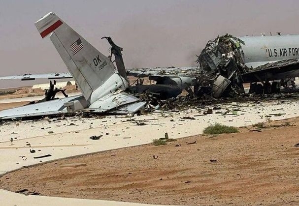 28일(현지시간) 소셜미디어(SNS)에 올라온 미군의 E-3 센트리 공중 조기경보통제기(AWACS)의 완전히 파괴된 잔해. 사진=엑스(X·옛 트위터)