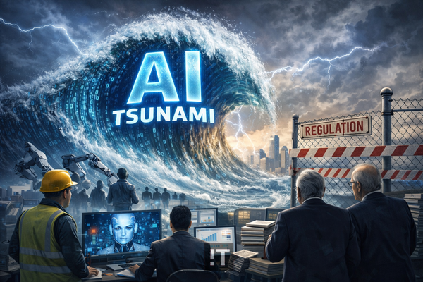 ‘인공지능(AI) 쓰나미’에 대한 경고가 이어지며 기술 발전 속도에 대한 우려가 확산하고 있다. / 챗GPT 생성