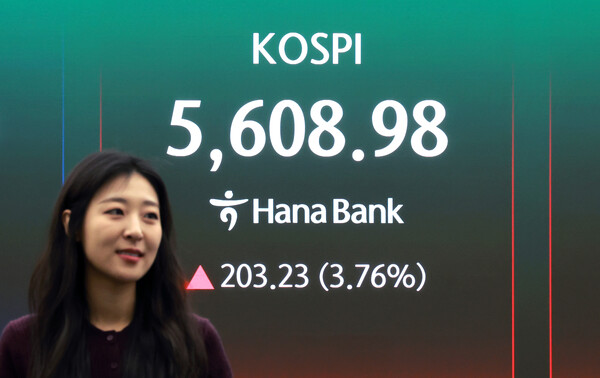 24일 서울 중구 하나은행 딜링룸 전광판에 증시 시황이 표시되고 있다. / 뉴스1