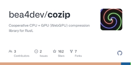 CoZip은 GPU를 활용한 압축 기술로 파일 처리 속도를 극대화했다. [사진: github.com/bea4dev]