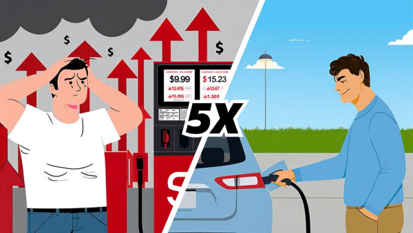 유가 상승으로 내연기관차 운전자들이 큰 타격을 받고 있다 [사진: Reve AI]