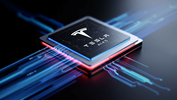 테슬라의 AI 칩 개발 지연은 단순한 일정 문제가 아니라 자율주행·로봇 전략 전반에 영향을 미칠 수 있다. [사진: Reve AI]