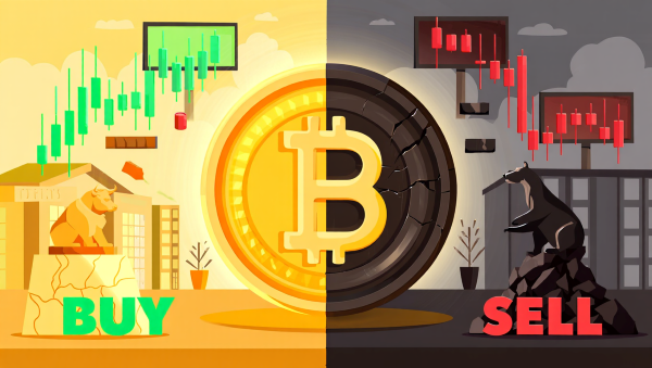 장기화 되는 전쟁 속에 비트코인에 대한 전망이 엇갈리고 있다. [사진: Reve AI]