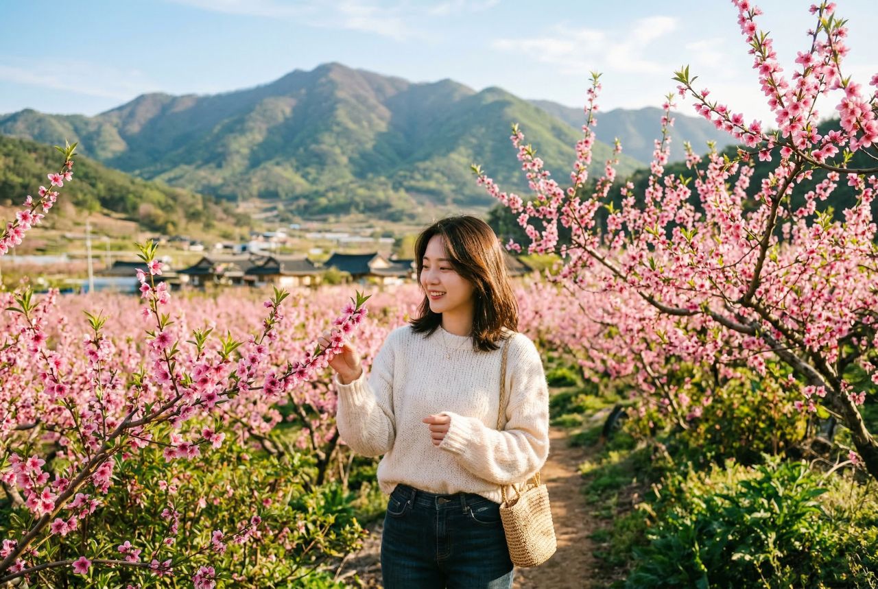 전국에 단 하나, 영덕 복사꽃마을 / AI생성형 이미지