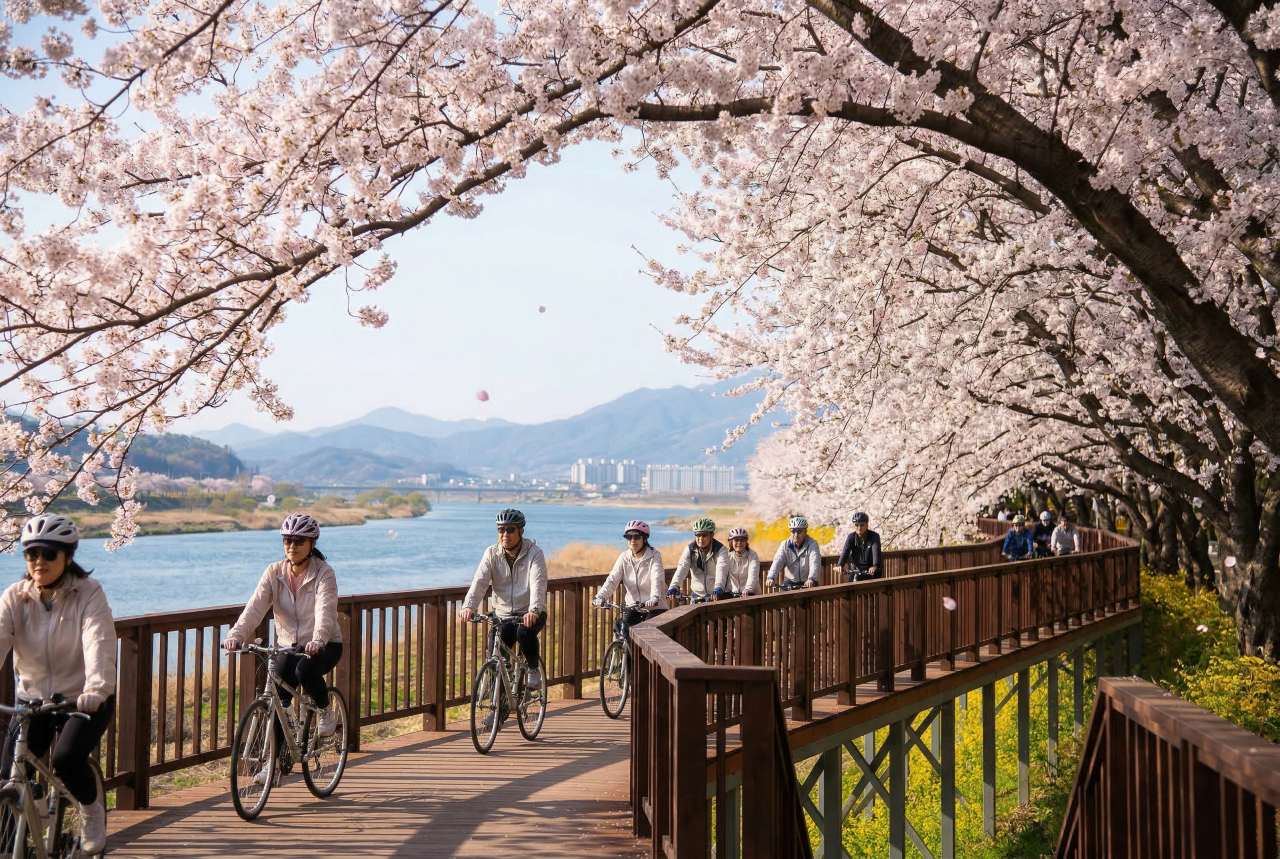 섬진강 벚꽃길 라이딩(AI 생성형 이미지) / ⓒ인포매틱스뷰