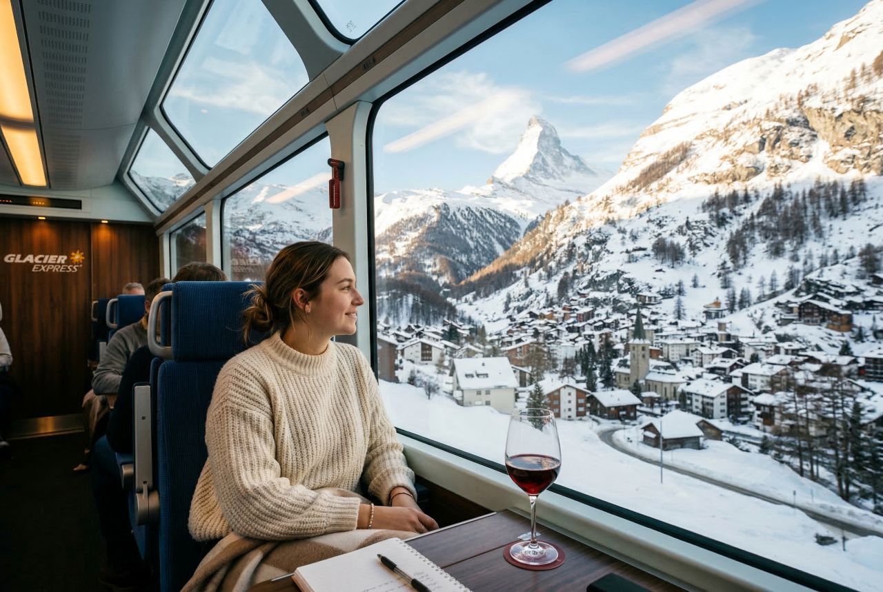 Enjoy the Alps by train / Designed by Freepik