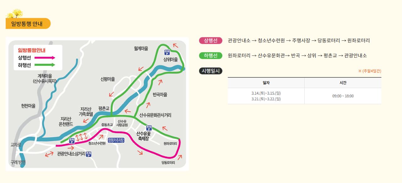 일방통행 노선도 / 사진=2026 구례 산수유 축제 공식누리집