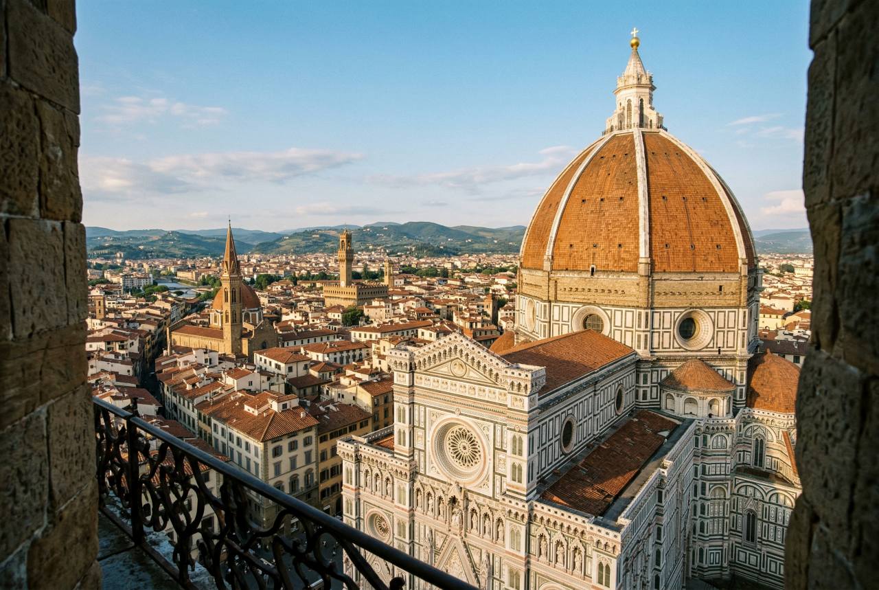 &nbsp;   The Duomo as seen from Giotto’s bell tower