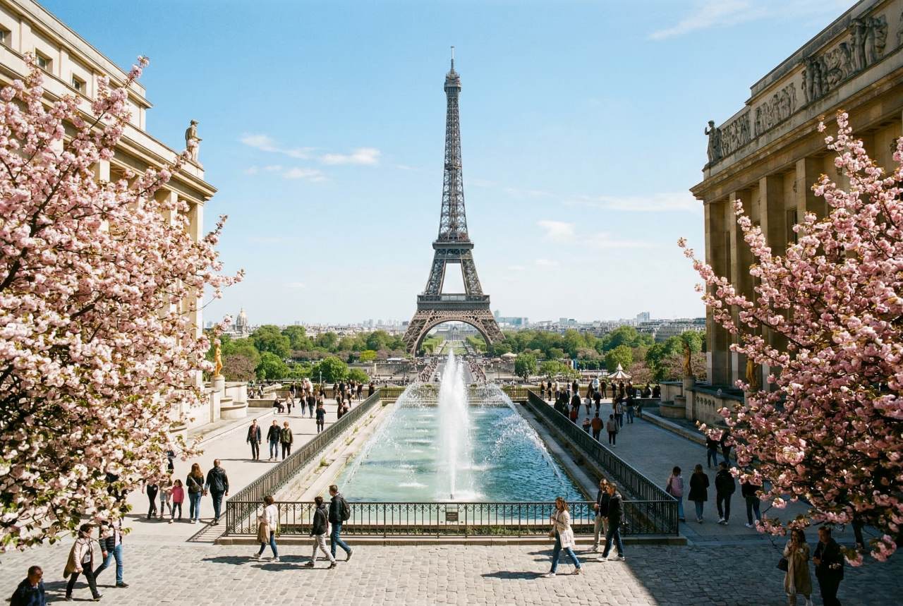 Eiffel Tower View Cherry-Blossom Spot
