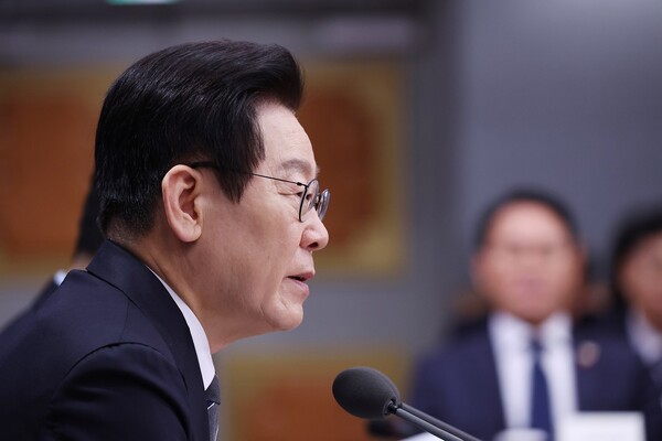 지난 19일 서울 종로구 정부서울청사 별관에서 열린 업무보고에서 이재명 대통령이 발언하고 있다. [사진=뉴시스·대통령실통신사진기자단]