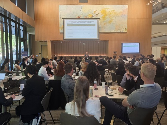 Participants from the University of North Carolina are listening to a briefing from tournament officials / Provided by Korea Venture Capital Association