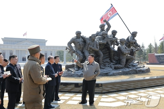 Kim Jong Un, General Secretary of the Workers\' Party of Korea, visited the construction site of the Memorial Hall for Military Merits in Overseas Operations on April 3 / Rodong Sinmun