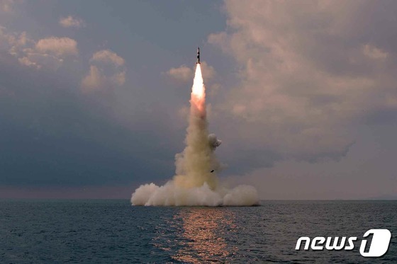 A submarine-launched ballistic missile (SLBM) launched by North Korea on October 19, 2021. This missile is classified as part of the Hwasong series, which is smaller than the Pukguksong series of SLBMs / Rodong Sinmun