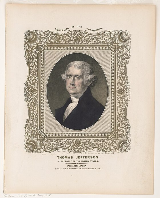 Portrait of Thomas Jefferson. / Courtesy of Popular Graphic Arts, Public domain, via Wikimedia Commons