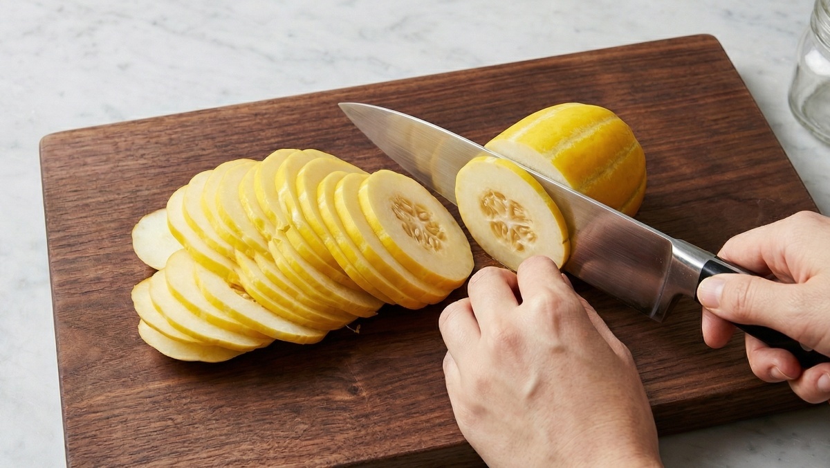 Stock photo generated by AI. Note: remove the seeds when making Korean melon (chamoe) pickles.