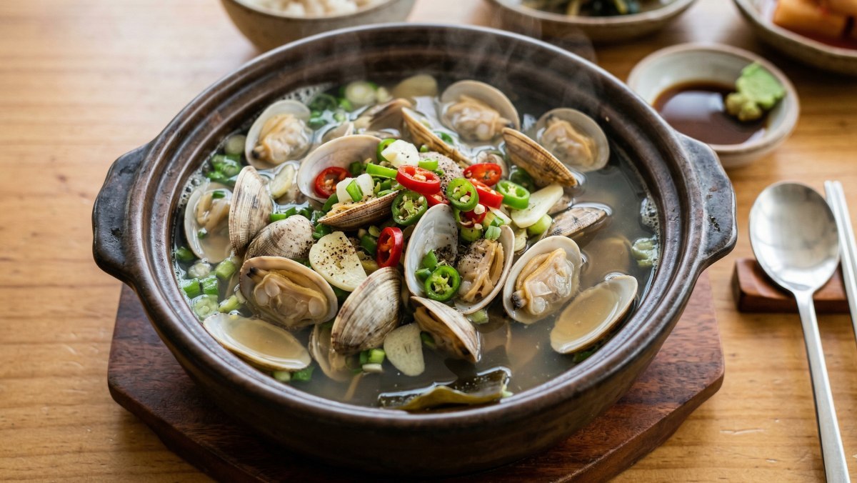 Manila clam soup stock photo (AI-generated for illustration)