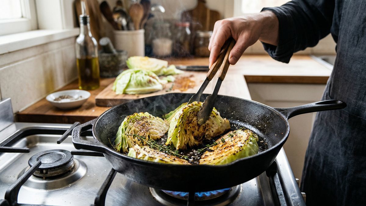 &nbsp;   Cabbage being grilled (AI-generated image for illustration)