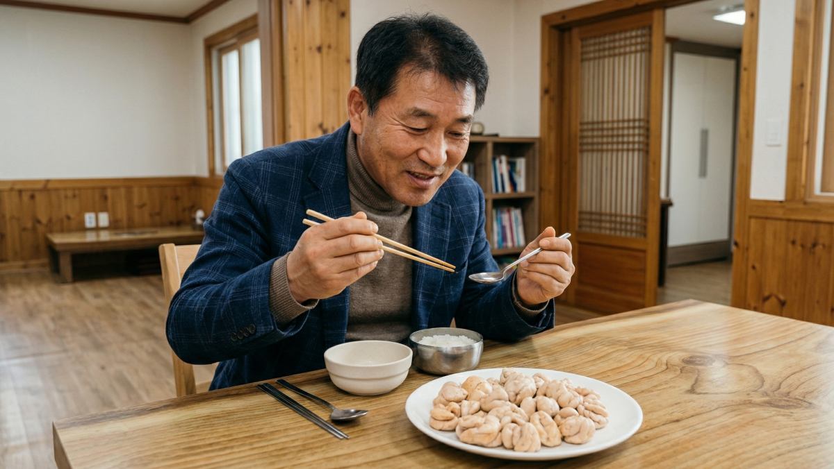 &nbsp;   A person eating anglerfish ae. AI-generated stock photo. (May differ from reality.)