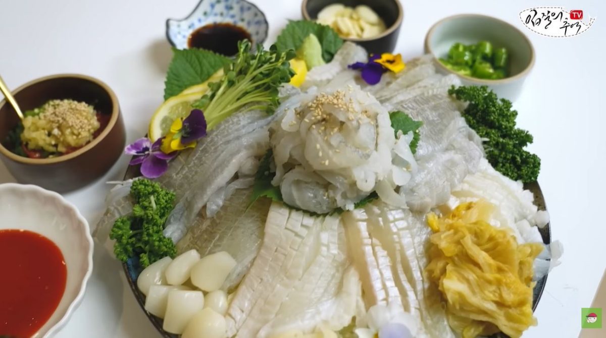 Dodari sashimi, fully prepped and ready to eat. / YouTube \'Ipjil-ui Chueok TV jiminTV\'