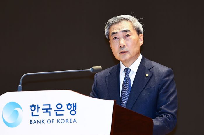 신현송 한국은행 총재가 지난 4월 21일 서울 중구 한국은행 별관에서 열린 취임식에서 취임사를 하고 있다.ⓒ연합뉴스