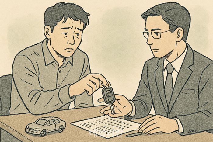 은행권 가계대출 규제가 강화되고 시장금리와 대출금리가 고금리 수준을 유지하면서 서민들이 마지막 급전창구인 자동차담보대출로 몰리고 있다. 해당 이미지는 AI로 제작됨.