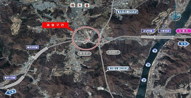 화도IC 서울방향 진입램프 확장공사 위치도ⓒ