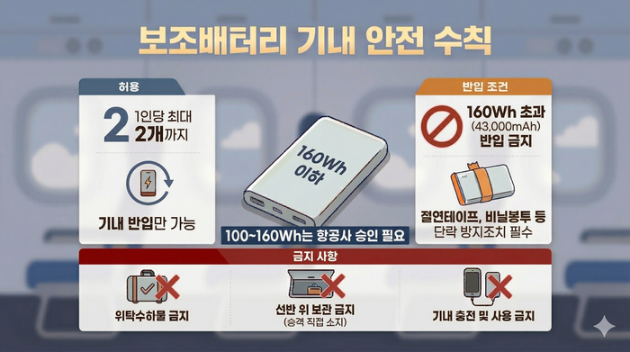 기내 보조배터리 안전수칙 카드뉴스.ⓒ국토교통부