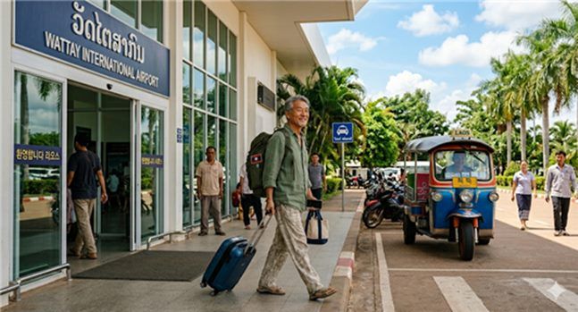 라오스에 도착하여 공항을 나서는 순간 달라진 분위기 ⓒAI 제작