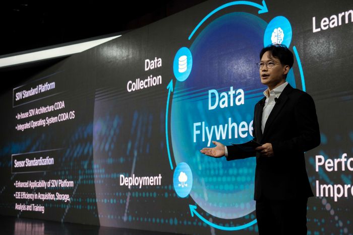 박민우 현대차그룹 AVP본부장 사장이 9일 서울 신라호텔에서 열린 기아 인베스터데이에서 미래 자율주행 전략을 발표하고 있다. ⓒ기아