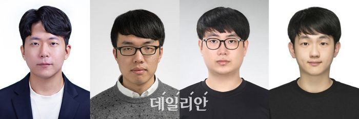 (왼쪽부터) 한승열 교수, 이상현·황재박·조용현 연구원.ⓒUNIST