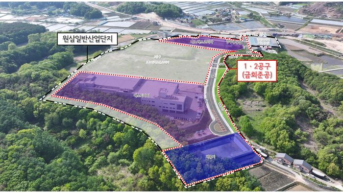 1공구와 2공구 부분준공 인가가 이뤄진 원삼일반산업단지 모습. ⓒ용인시 제공
