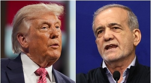 트럼프 미국 대통령(왼쪽)과 마수드 페제시키안 이란 대통령. 사진=연합뉴스