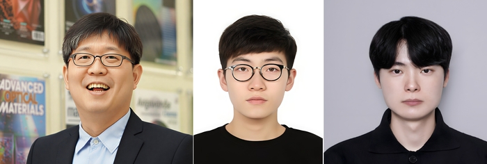 (왼쪽부터)노준석 포스텍 교수, 기계공학과 통합과정 김홍윤·김재경 씨