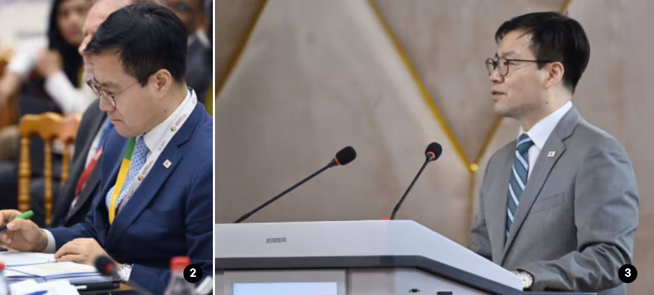 ② 여한구 산업통상부 통상교섭본부장은 3월 27일 카메룬 야운데에서 WTO 개혁 조정자로 선임되어 ‘WTO 개혁 그룹별 세션’을 주재했다./ 산업통상부 ③ 여한구 산업통상부 통상교섭본부장은 3월 25일(현지시각) 카메룬 야운데에서 IFDA 장관급 부대행사를 개최하고 개회사를 통해 IFDA의 중요성과 조속한 WTO 법체계 편입 필요성을 강조했다. /산업통상부
