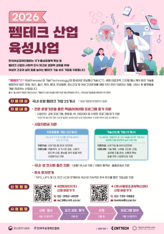 ‘2026 펨테크 산업 육성사업’ 모집 공고./한국여성경제인협회