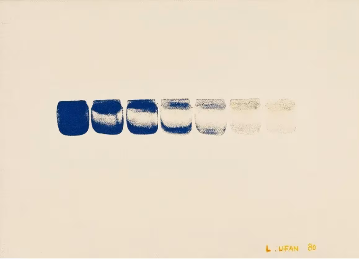 김상민 전 검사가 김건희 여사 측에 전달했다는 이우환 화백의 그림 ‘점으로부터(From Point) No.800298’. /이써리얼 옥션이어스