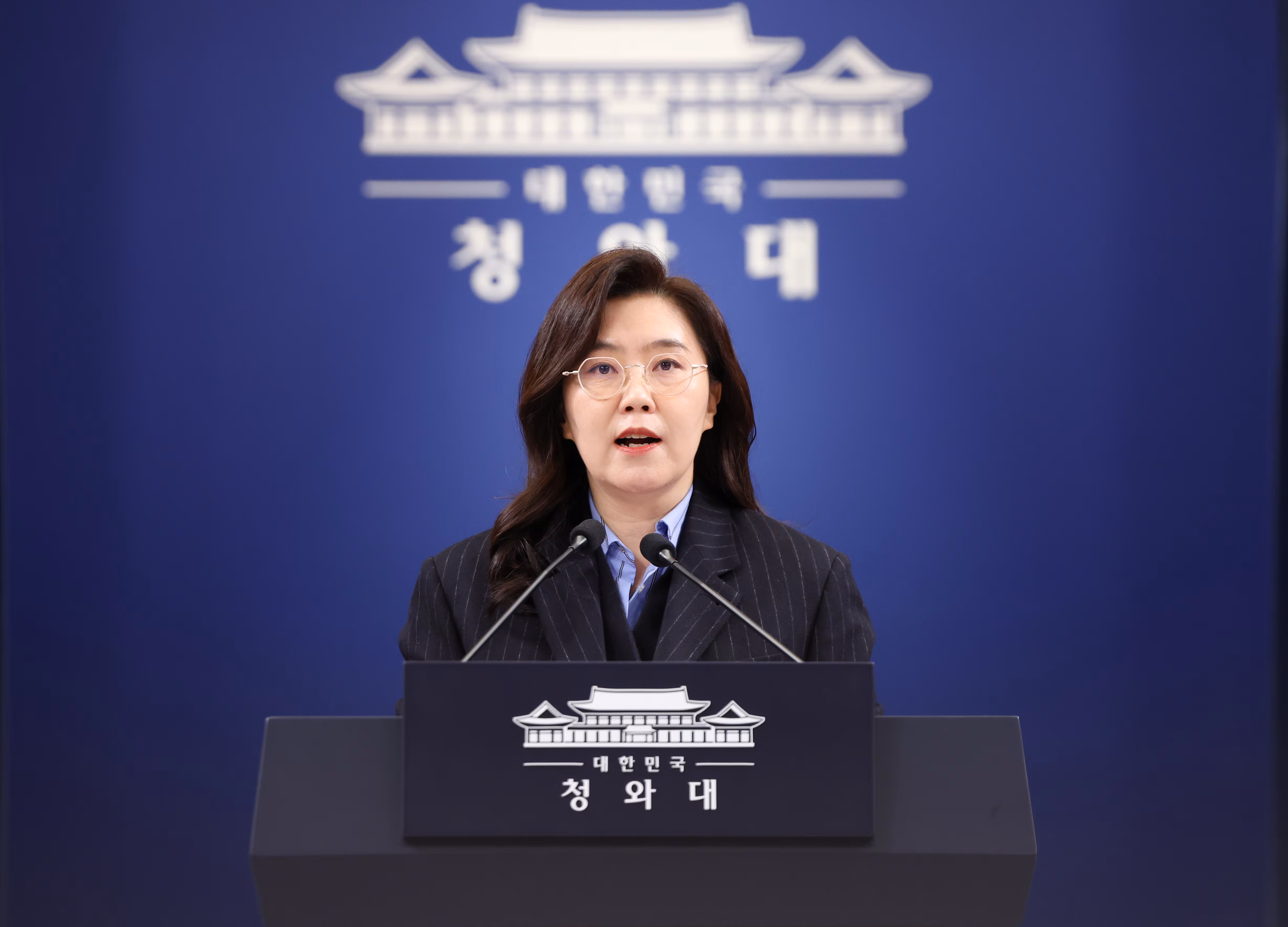 강유정 수석 대변인이 2일 청와대 춘추관에서 재정경제부 2차관 등 인사 관련 브리핑을 하고 있다. 2026.2.2 ⓒ 뉴스1 허경 기자