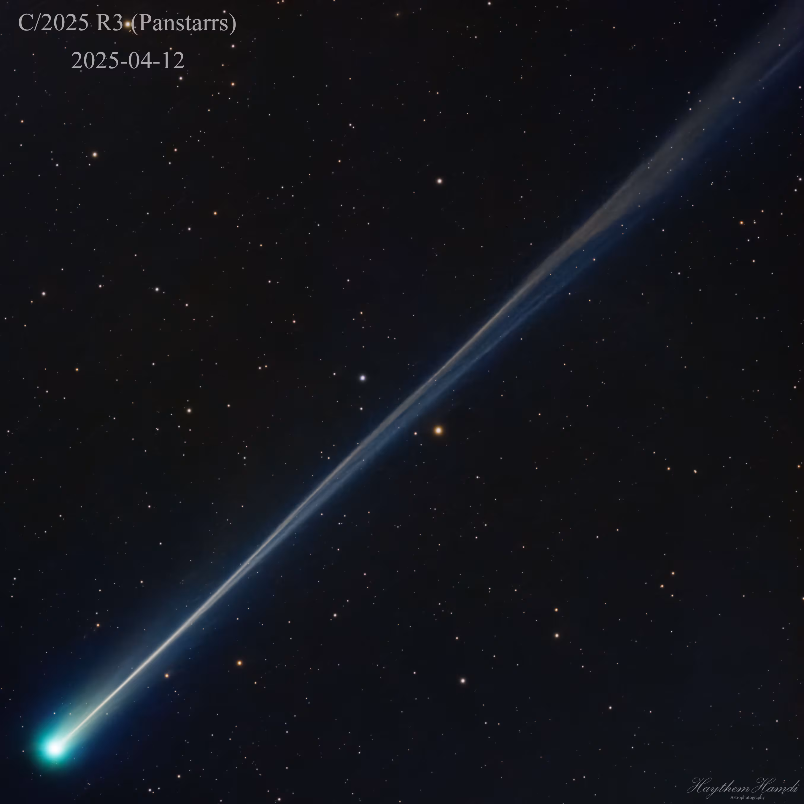 4월 12일 미국 로드아일랜드에서 촬영된 C/2025 R3(PanSTARRS) 혜성./Haythem Hamdi/NASA
