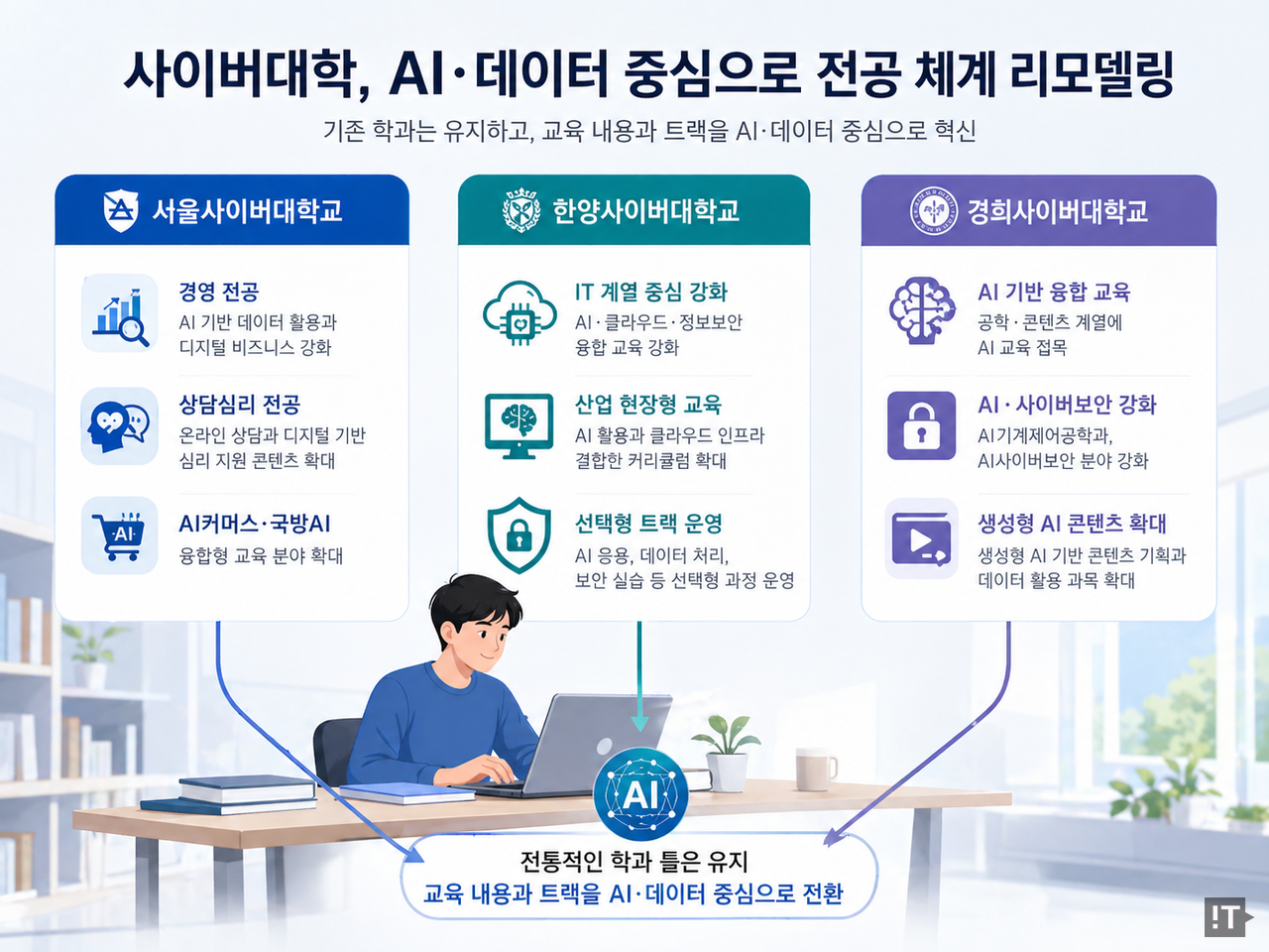 사이버대학들이 기존 전공 체계를 인공지능(AI)·데이터 중심으로 재편하는 움직임을 본격화하고 있다. / 챗GPT 생성
