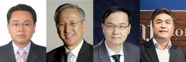 (왼쪽부터) 노경원 전 교보생명 CRO, 지범하 한동대 교수, 권재중 전 BNK금융지주 CFO, 위장환 전 BNK저축은행 디지털금융본부장 / 교보생명, BNK금융, 한동대 제공