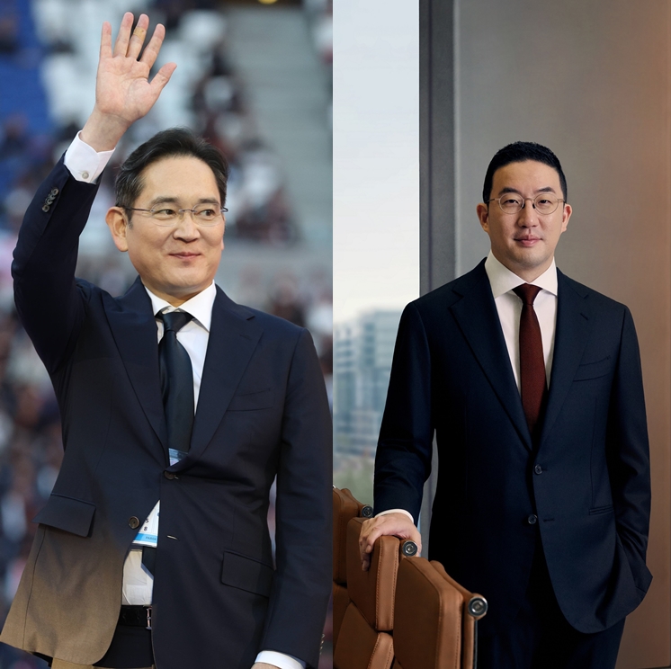 이재용 삼성전자 회장(왼쪽)과 구광모 LG그룹 회장 / 각사