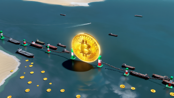 이란이 호르무즈 해협 통과 유조선에 암호화폐 통행료를 부과할 전망이다. [사진: Reve AI]